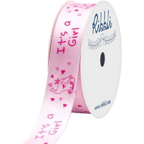 Ribbli Satin Elephant Baby Boy Craft Ribbon,7/8-Inch x 10-Yard,Light Blue,Use for Hair Bows,Wreath,Birthday,Baby Shower,Diaper Cake,Gift Wrapping,Party Decoration,All Crafting and Sewing