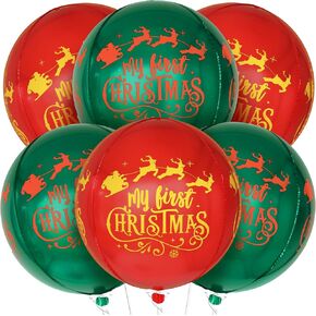 KatchOn, My First Christmas Balloons Decorations - 22 Inch, Pack of 6 | Christmas Foil Balloons for 1st Christmas Birthday Decorations | Merry Christmas Balloons, Christmas First Birthday Decorations