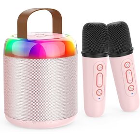 Mini Karaoke Machine for Kids Portable Bluetooth 5.3 Speaker Led Lights with 2 Wireless Microphones Karaoke Gifts for Girls Boys Audlt Birthday Christmas Solid Metal Body (Taro Purple) in Kuwait