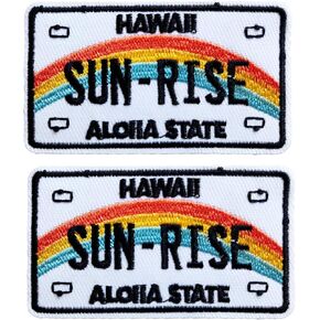 Fun Music Tape Iron-on Patch, 2PCS Sun Rise Hawaii Aloha State Tape Iron On Sew on Patch for Backpacks Jeans Jacket
