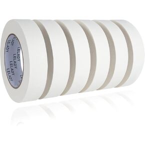 Masking Tape - 1 Inch x 60 Yards, 6 Rolls, White, Artist, No Residue, Craft, High Adhesive, Decorative, DIY, Arts, Labeling, Handmade in Kuwait