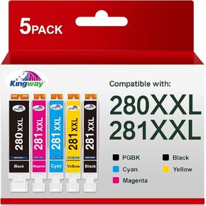 KINGWAY 280 281 Ink Cartridges XXL Replacement for Canon 280 and 281 Ink Cartridges Compatible with Canon Pixma TR8620a TR8620 TR8520 TS9521C ts6320 Printer