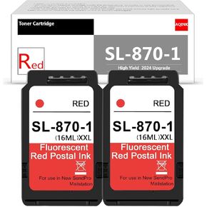 SL-870-1 XXL Fluorescent Red Ink Cartridge : 2 Pack High Capacity Replacement for Pitney Bowes SL870-1 Red Ink cartridges for SendPro Mailstation Postage Meter (CSD1) 2-Pack (2×16ML)