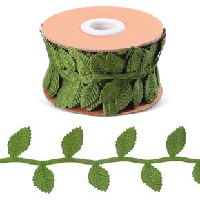 NUOBESTY Olive Leaf Trim Ribbon Fabric Green Leaf Ribbon Artificial Vines Leaf Lace Ribbon DIY Craft Envelope Wrapping Decoration Wedding Home Party Decor 10 Meters
