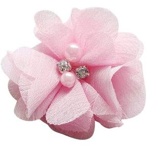 Chenkou Craft Pac.k of 12pcs Chiffon Flowers Ribbon Bows W/Beads 2-3/8" (60mm) Appliques Wedding Decor Bulk Lots (Dark Royal)