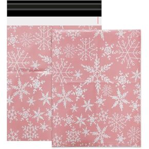 Dohia Christmas Poly Mailers Holiday Shipping Bags Heavy Duty Self Seal Mailing Envelopes Winter Plastic Shipping Packaging Bags D1-SDKDD (Snowflake)