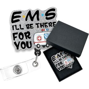 EMS سأكون هناك من أجلك، بكرة شارة إسعاف مضحكة EMT قابلة للسحب مع مشبك تمساح، هدية للمستجيب الأول EMT EMS الممرضات المسعفين والأطباء العمل الطبي مشبك التمساح in Kuwait
