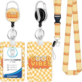 Lanyards for ID Badges, Butterfly ID Badge Holder Badge Reels Retractable Heavy Duty with 360° Swivel Carabiner Clip, ID Clip ID Holder with Breakaway Lanyard
