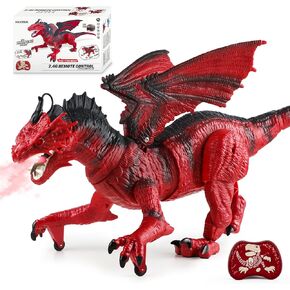 Remote Control Dragon Toy for Kids – Realistic Large Dragon Figure with Flapping Wings, Roaring Sound, Mist-Spraying, LED Light-Up Eyes – Birthday for Boys, Girls Ages 3+