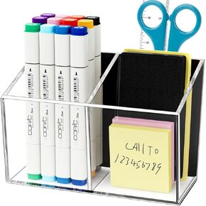 Magnetic Pen Holder for Refrigerator, Extra Strong Magnetic Dry Erase Marker Holder for School Office, Acrylic Pencil Holder Perfect for Whiteboard and Locker Accessories