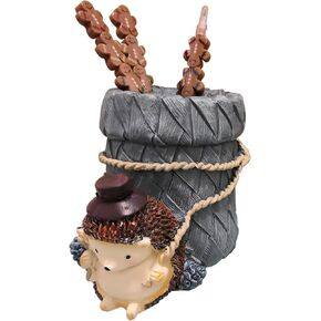 Cute Hedgehog Pen Holder Resin Pencil Pen Cup for Office Home, Toothbrush Holder Makeup Brush Container, Desktop Stationery Storage Organizer