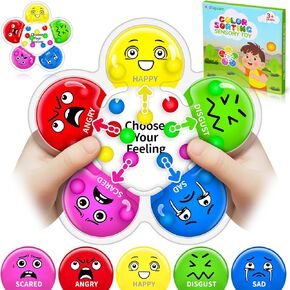 Color Sorting Sensory Toys, Quiet Toys for Toddlers, Feelings Wheel Social Emotional Learning Activities, Sensory Autism Toys, Montessori Fine Motor Skills Classroom Calm Down Preschool Toys for Kids