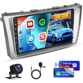 8 Core 4G+64G Android 13 Radio Kit for Toyota Camry 2006-2011 with Wireless Carplay&Android Auto, 9 Inch Touchscreen Stereo Upgrade with GPS WiFi 32EQ DSP 59UI MIC AHD Backup Camera