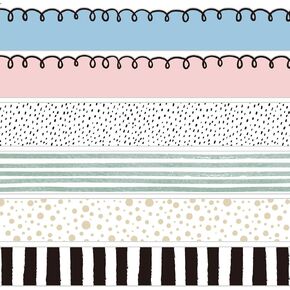 82Ft Boho Classroom Bulletin Board Border 72Pcs Modern Colorful Squiggles Polk Dot Stripe Border Trim Stickers Black White Blue Pink Borders Decor for Back to School Office Chalkboard