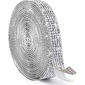 6 Yards Self Adhesive Crystal Rhinestone Diamond Ribbon, DIY Diamond Bling Gemstone Strips Sticker Rhinestone Tape Roll with 2 mm Rhinestones for Crafts Phone Car Decorations(Colorful)