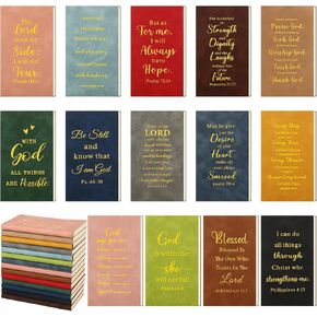 14 Pcs Bible Gifts Set Bulk A6 Bible Notebook Faux Leather Journal Christian Journal Pocket Small Bible Journal Employee Appreciation Bible Verse Journal for Office Team Student Coworker in Kuwait