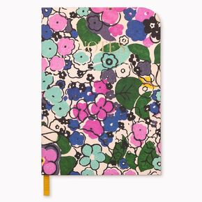 Hardcover Mini Notebook, 7.75" x 5.5" Small Bound Journal with 140 Lined Pages (Florale)