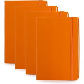 Simply Genius A5 Notebooks for Work, Travel, Business, School & More - College Ruled Notebook - Hardcover Journals for Women & Men - Lined Books with 192 pages, 5.7" x 8.4" (Orange, 4 Pack)