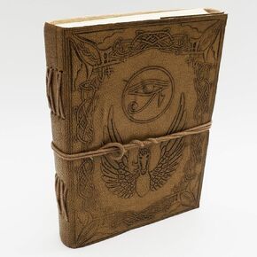 Eye of Horus Pegasus Journal - Tan Leather Journal for Men and Women - 200 Page Notebook and Travel Journal - SongWriting Journal and Artist Sketchbook- 5x7 Inch Pages