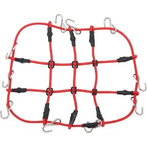 Asixxsix 1/18 RC Elastic Luggage Net with Decorative RC Crawler Car Luggage Net for Traxxas TRX4M 1/18 RC Cars, for scx24 1/24 Roof Rack, RC Accessories (red)