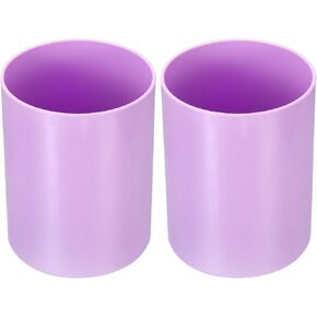 PATIKIL Pencil Holder, 2 Pack Plastic Pen Makeup Brush Holder Cup Storage Round Desktop Organizer Stationery Caddy for Home Office, Yellow