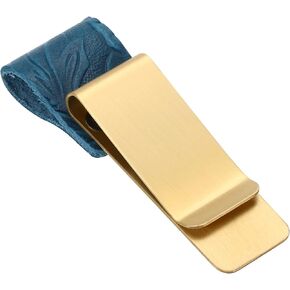 PATIKIL Pen Loop Clip for Notebook, Leather Traveler Journal Notebook Pencil Holder Carved Sleeve Bookmark with Metal Clip, Blue