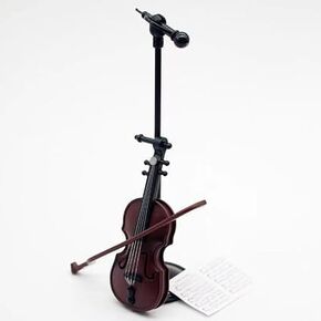 Miniature Violin with Stand, Bow and Case - Perfect Mini Musical Instrument for Dollhouse Decoration and Collectors Violins(ZS556)