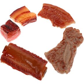 Alasum Simulated Braised Pork Ribs 5pcs Fake Bacon Artificial Pork Food Model Toys Simulation Grilled Rib Meat Display Photo Props Food Play Toy False BBQ Meat Prop