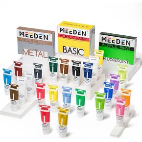 MEEDEN Acrylic Paint Set 24 Colors, 120 ml/4.06 oz Acrylic Paint Tubes, Rich Pigments Non-Toxic Art & Craft Paints for Artists, Adults & Beginners, Art Supplies for Canvas painting
