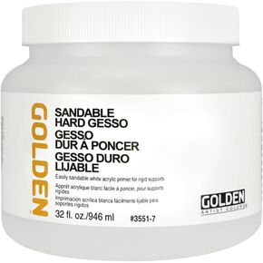 Sandable Hard Gesso by GOLDEN, 32 fl. oz. Jar, Professional Acrylic Gesso, Opaque