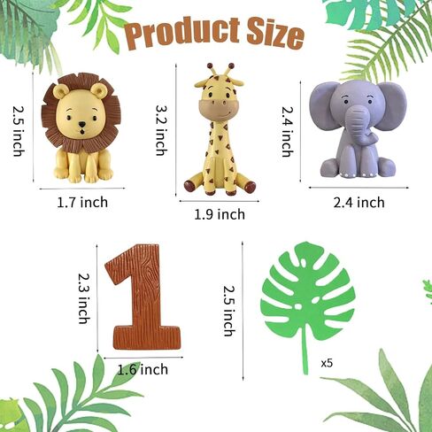 Safari Animal Cake Toppers Jungle Wild Cake Decorations with Lion Giraffe Elephant Zebra for Wild Animals Themed Birthday Cake Decorations in Kuwait