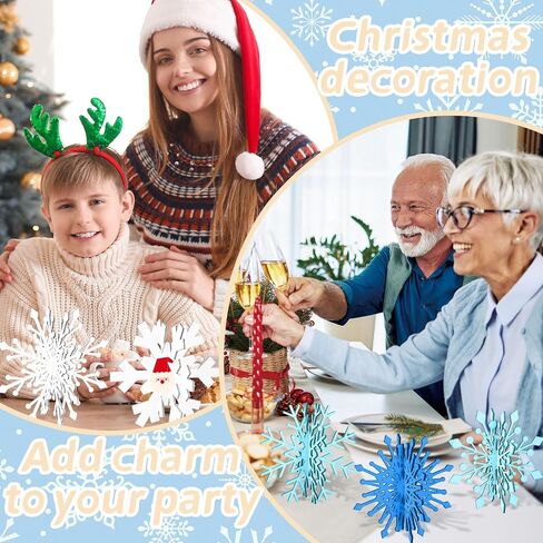 20 Pcs Snowflakes DIY Wooden for Crafts 3D Wood Snowflake Christmas Table Decorations Winter Snowflake Signs Winter Wooden Xmas Fireplace Unfinished Blank Wood Snowflake Christmas Party Home Gift in Saudi Arabia