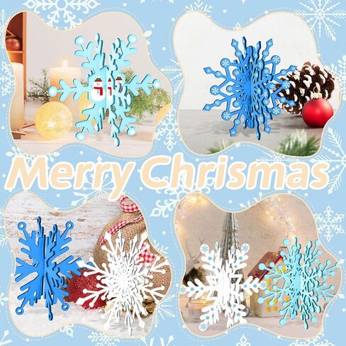 20 Pcs Snowflakes DIY Wooden for Crafts 3D Wood Snowflake Christmas Table Decorations Winter Snowflake Signs Winter Wooden Xmas Fireplace Unfinished Blank Wood Snowflake Christmas Party Home Gift in Saudi Arabia