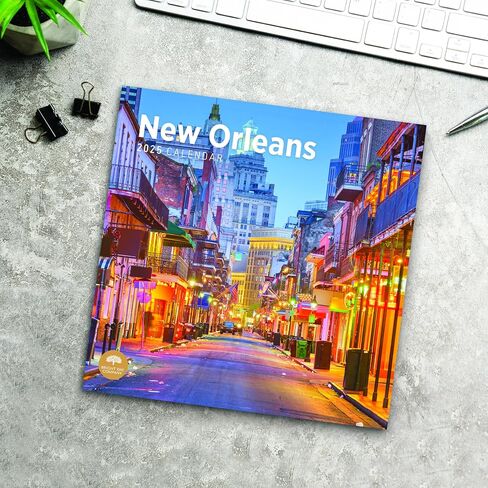 2025 New Orleans Monthly Wall Calendar by Bright Day, 12 x 12 Inch Mardi Gras Bourbon Street Louisiana in Saudi Arabia
