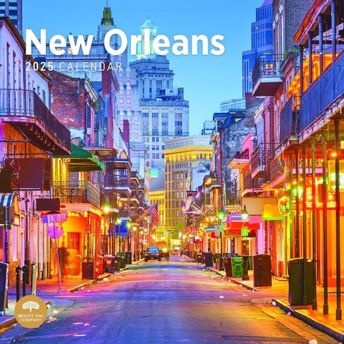 2025 New Orleans Monthly Wall Calendar by Bright Day, 12 x 12 Inch Mardi Gras Bourbon Street Louisiana in Saudi Arabia