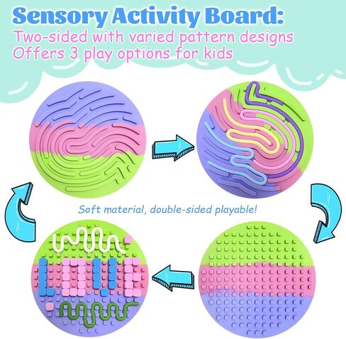 Sensory Activity Board, Silicone Sensory Fidget Toy with 11 Strings 25 Buttons, Kids Sensory Products for Autism ADHD Anxiety Calm Down, Fine Motor Skill Training, Ideal Gifts for Kids 3+ (Square) in Saudi Arabia