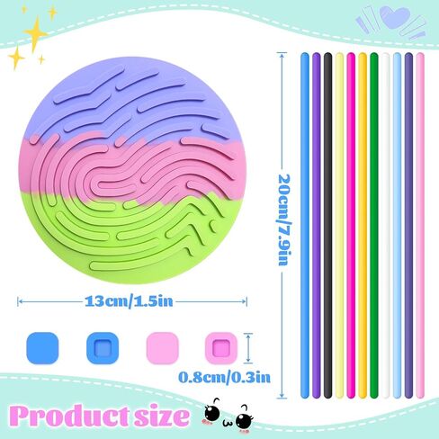 Sensory Activity Board, Silicone Sensory Fidget Toy with 11 Strings 25 Buttons, Kids Sensory Products for Autism ADHD Anxiety Calm Down, Fine Motor Skill Training, Ideal Gifts for Kids 3+ (Square) in Saudi Arabia
