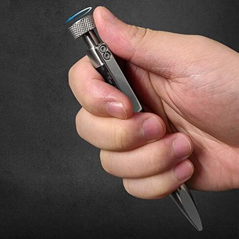 Cool Hand 5" Retractable Office Business Writing Pen with Fidget Spinner, EDC Ballpoint Pen, Carbon Fiber Barrel, Ballpoint Ink Refillable, CNC Machined Clip in Kuwait