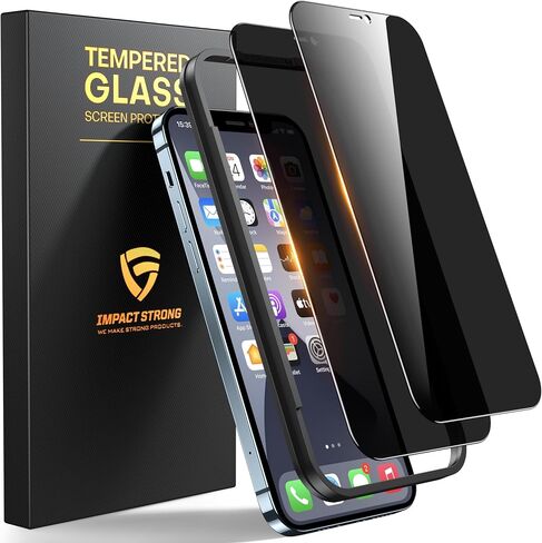 واقي شاشة من الزجاج المقوى للخصوصية من ImpactStrong لهاتف iPhone 14 Pro Max [إطار سهل التركيب] [خالي من الفقاعات] [صلابة 9H] صديق للحافظة، 6.7 بوصة - (عبوتان) in Kuwait