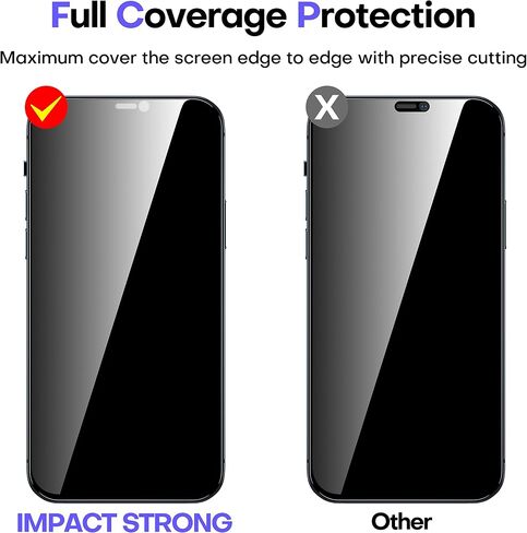 واقي شاشة من الزجاج المقوى للخصوصية من ImpactStrong لهاتف iPhone 14 Pro Max [إطار سهل التركيب] [خالي من الفقاعات] [صلابة 9H] صديق للحافظة، 6.7 بوصة - (عبوتان) in Kuwait
