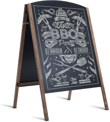 Tangkula 40 x 26 Inches A-Frame Chalkboard Sign, Rustic Wooden Double-Sided Standing Sidewalk Chalkboard Sign Sandwich Board, Ideal for Businesses Wedding Announcements & Events in Saudi Arabia