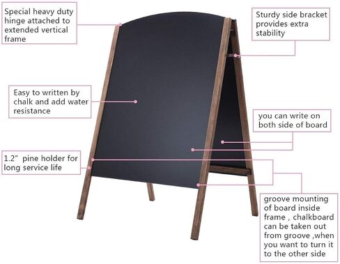 Tangkula 40 x 26 Inches A-Frame Chalkboard Sign, Rustic Wooden Double-Sided Standing Sidewalk Chalkboard Sign Sandwich Board, Ideal for Businesses Wedding Announcements & Events in Saudi Arabia