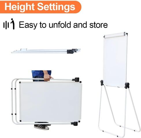 White Double Sided U-Shape-Stand Dry Erase Boards, Height Adjustable Stand;90 X 60 cm,24 X 36 Inches,is Perfect for classrooms, kindergartens, Home Schools, Restaurants, and presentations in Saudi Arabia
