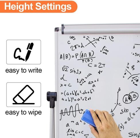 White Double Sided U-Shape-Stand Dry Erase Boards, Height Adjustable Stand;90 X 60 cm,24 X 36 Inches,is Perfect for classrooms, kindergartens, Home Schools, Restaurants, and presentations in Saudi Arabia