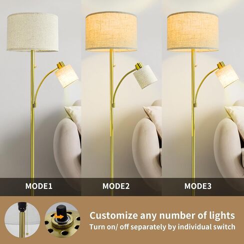 DLLT مصباح أرضي LED، مصباح قائم برأس قابل للتعديل مع قاعدة معدنية ثقيلة، مصابيح أرضية طويلة من الروطان للمزرعة، إضاءة للقراءة لغرفة المعيشة، غرفة النوم، غرفة الدراسة، المكتب، 8 واط 3000 كيلو E26 لمبة متضمنة in Saudi Arabia