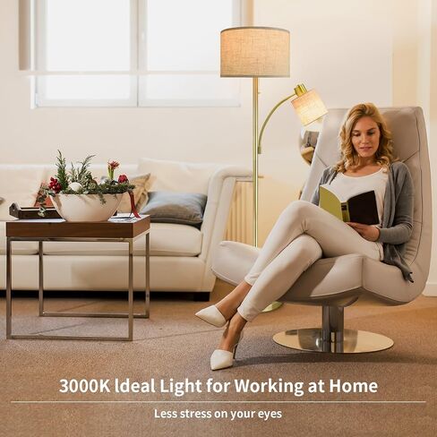 DLLT مصباح أرضي LED، مصباح قائم برأس قابل للتعديل مع قاعدة معدنية ثقيلة، مصابيح أرضية طويلة من الروطان للمزرعة، إضاءة للقراءة لغرفة المعيشة، غرفة النوم، غرفة الدراسة، المكتب، 8 واط 3000 كيلو E26 لمبة متضمنة in Saudi Arabia