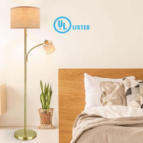 DLLT مصباح أرضي LED، مصباح قائم برأس قابل للتعديل مع قاعدة معدنية ثقيلة، مصابيح أرضية طويلة من الروطان للمزرعة، إضاءة للقراءة لغرفة المعيشة، غرفة النوم، غرفة الدراسة، المكتب، 8 واط 3000 كيلو E26 لمبة متضمنة in Saudi Arabia
