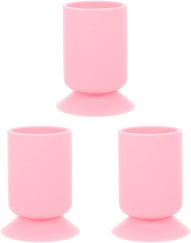 2pcs Holder Silicone Pot Glass Multi-functional Cup Desktop Office Suction Anti Brush Cosmetic Pencil Multipurpose Stand Makeup Home Stationery White Container Pen Art in Saudi Arabia