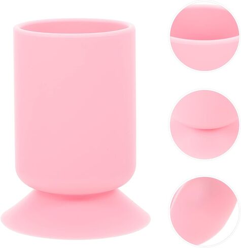 2pcs Holder Silicone Pot Glass Multi-functional Cup Desktop Office Suction Anti Brush Cosmetic Pencil Multipurpose Stand Makeup Home Stationery White Container Pen Art in Saudi Arabia