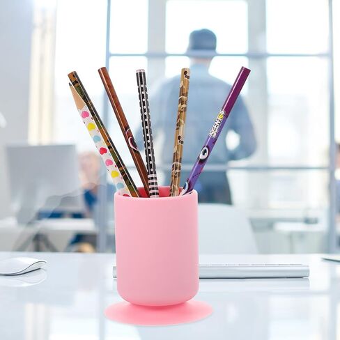 2pcs Holder Silicone Pot Glass Multi-functional Cup Desktop Office Suction Anti Brush Cosmetic Pencil Multipurpose Stand Makeup Home Stationery White Container Pen Art in Saudi Arabia